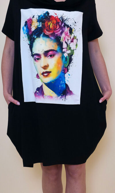 Haljina 29 ElDorro - kratki  rukav - black - Frida Aquarelle