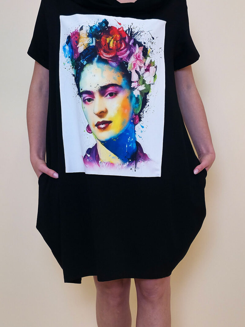 Haljina 29 ElDorro - kratki  rukav - black - Frida Aquarelle