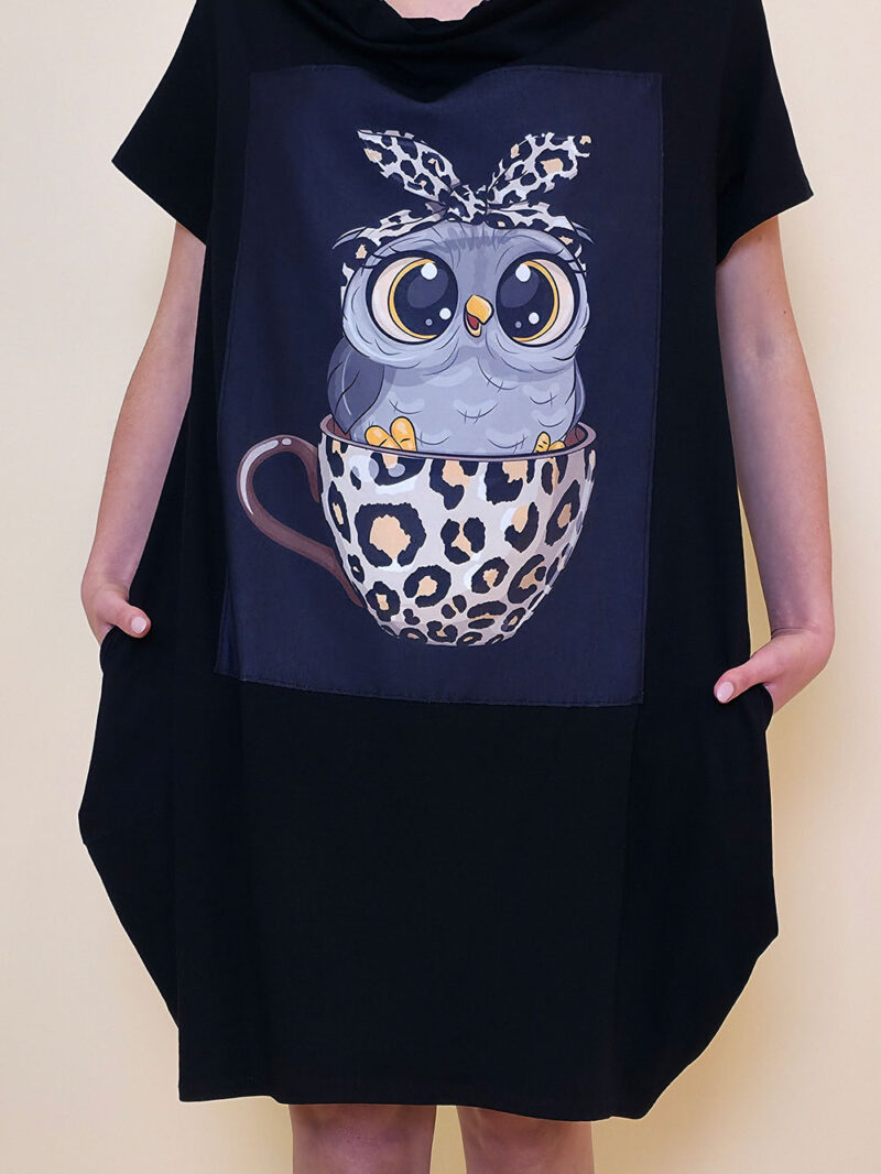 Haljina 29 ElDorro - kratki  rukav - black - Sovica animal cup black