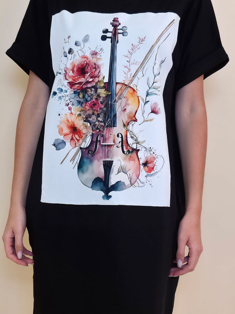 Haljina 23 Mayo - kratki rukav - black - Chello Floral