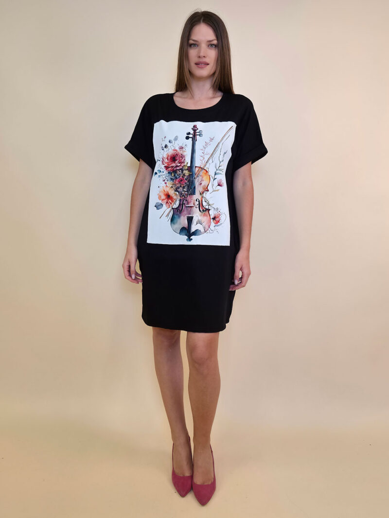 Haljina 23 Mayo - kratki rukav - black - Chello Floral