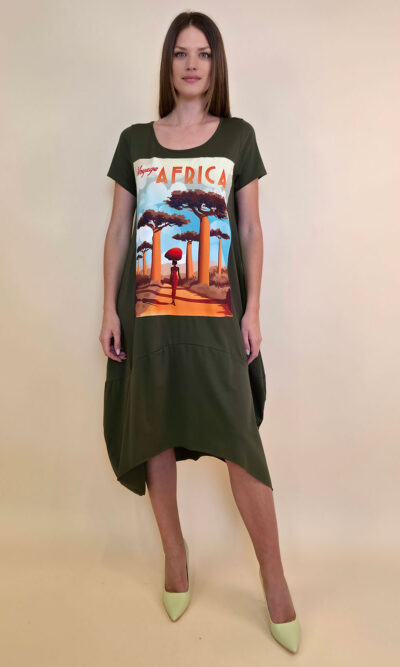 Haljina 27 Yavari - kratki rukav - military - Baobab