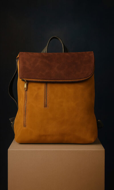 Torba 48 COCO - ruksak suede bicolor preklop 3 zips - yellow/brown