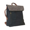 Torba 48 COCO - ruksak suede bicolor preklop 3 zips - black/soil
