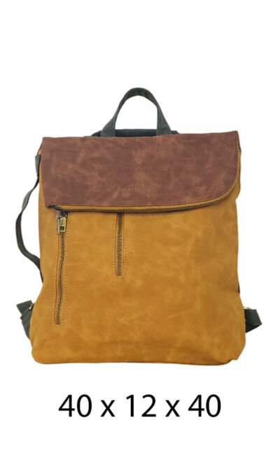 Torba 48 COCO - ruksak suede bicolor preklop 3 zips - yellow/brown