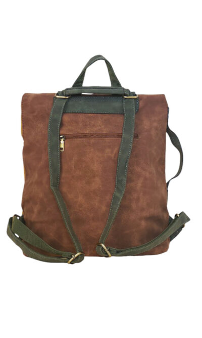 Torba 48 COCO - ruksak suede bicolor preklop 3 zips - yellow/brown