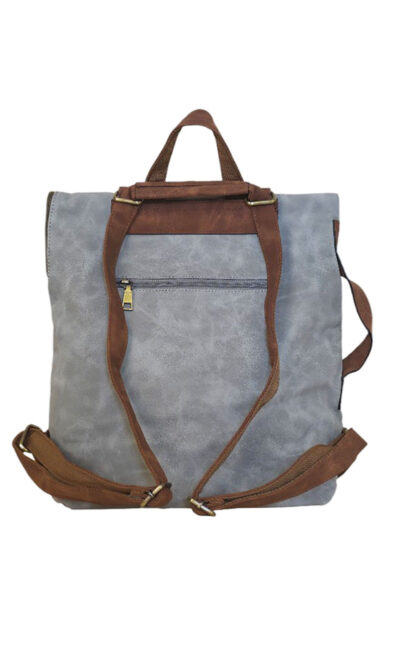 Torba 48 COCO - ruksak suede bicolor preklop 3 zips - grey/l.grey