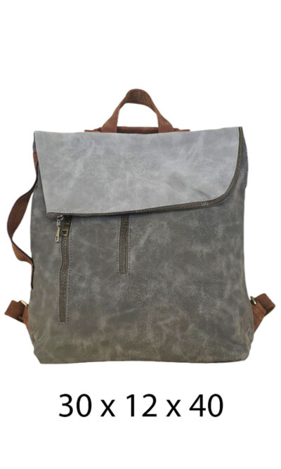 Torba 48 COCO - ruksak suede bicolor preklop 3 zips - grey/l.grey