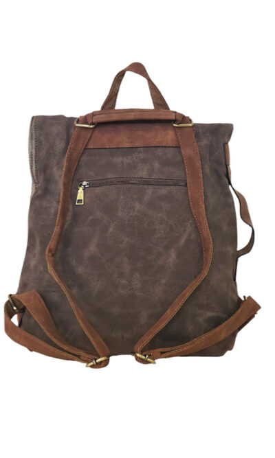 Torba 48 COCO - ruksak suede bicolor preklop 3 zips - soil/coffee