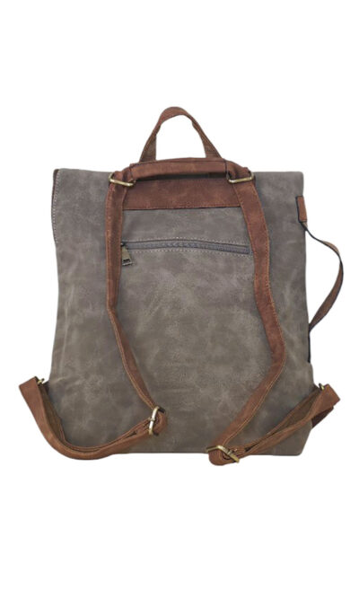 Torba 48 COCO - ruksak suede bicolor preklop 3 zips - coffee/soil