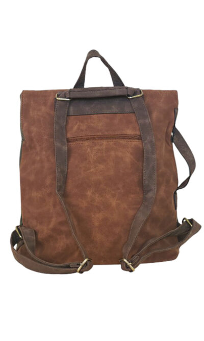 Torba 48 COCO - ruksak suede bicolor preklop 3 zips - green/brown