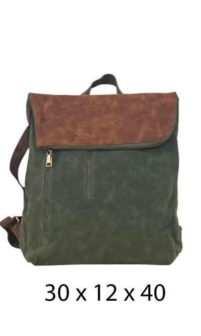 Torba 48 COCO - ruksak suede bicolor preklop 3 zips - green/brown