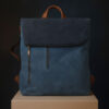 Torba 48 COCO - ruksak suede bicolor preklop 3 zips - l.blue/d.blue