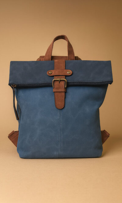 Torba 54 COCO - ruksak suede bicolor preklop 2 zips - l.blue/d.blue