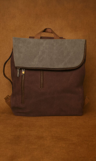 Torba 54 COCO - ruksak suede bicolor preklop 3 zips - burgundy/soil