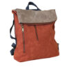 Torba 48 COCO - ruksak suede bicolor preklop 3 zips - orange/khaki