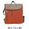 Torba 48 COCO - ruksak suede bicolor preklop 3 zips - orange/khaki