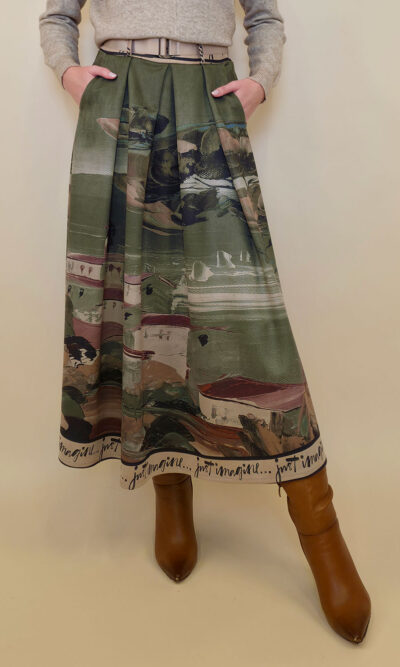 Suknja 52 Foster - suede print - Dark day military