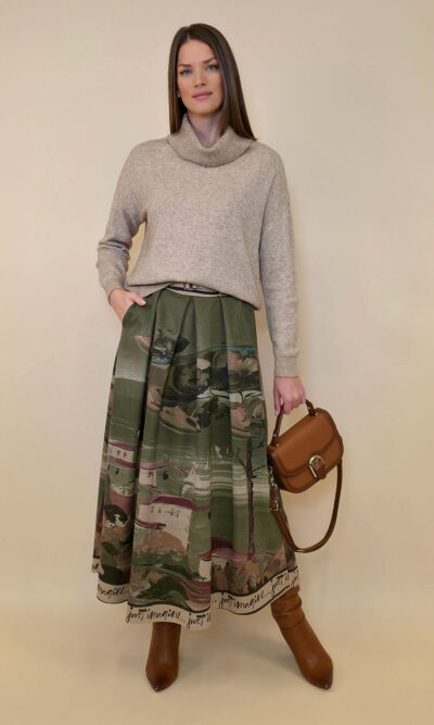 Suknja 52 Foster - suede print - Dark day military