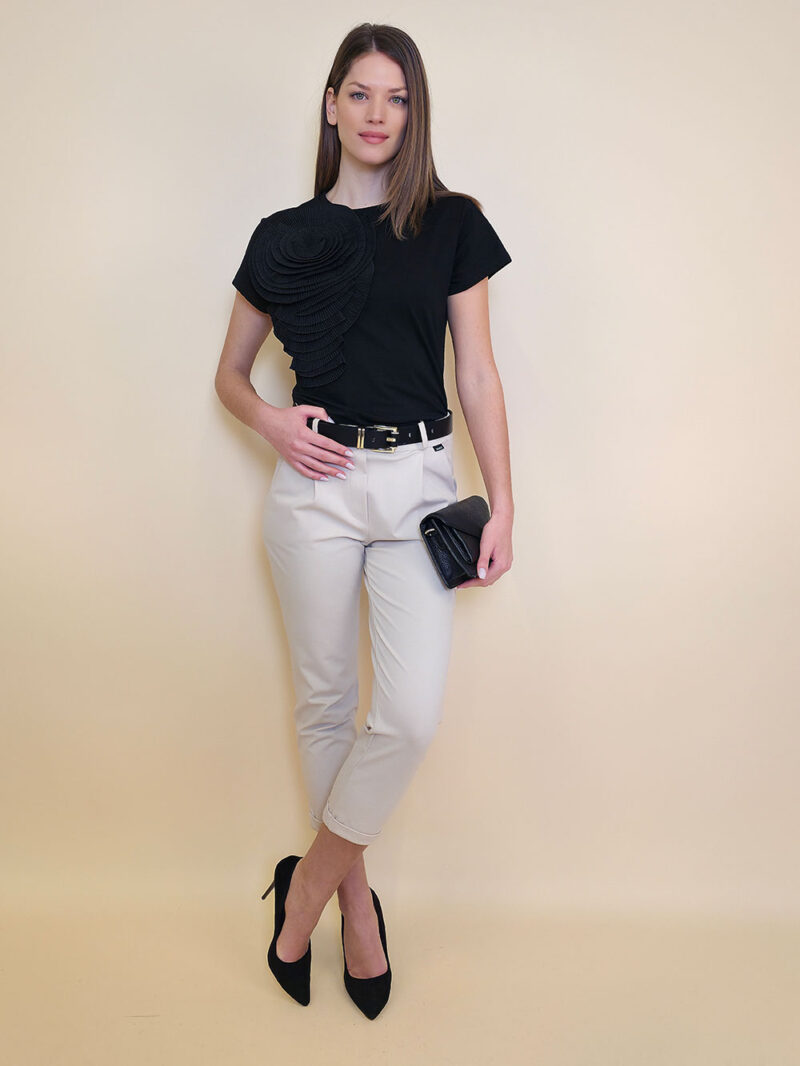 Majica+plisse flower Sundsky - black