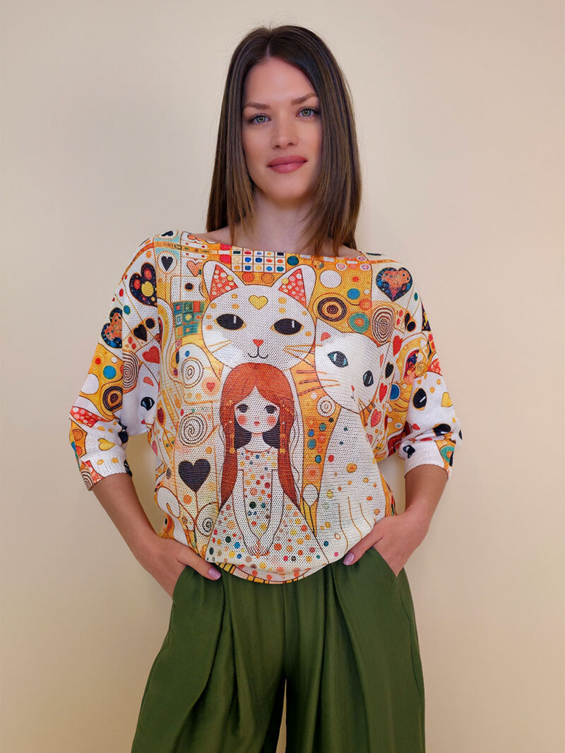 Pulover 20 Loraine - plt 3/4 - Girl &her cats
