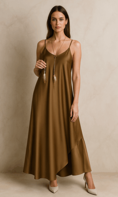 Haljina+ogrlica /pojas 30 Marrakesh - saten UN - brown