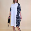 Kaftan 44 Fantasy - tesutto UN pruge white - Faces Black