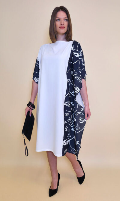 Kaftan 44 Fantasy - tesutto UN pruge white - Faces Black