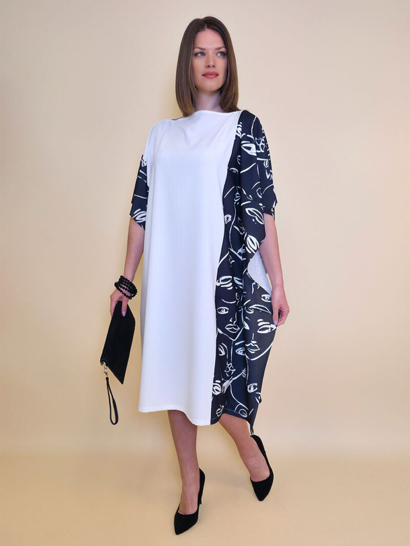 Kaftan 44 Fantasy - tesutto UN pruge white - Faces Black