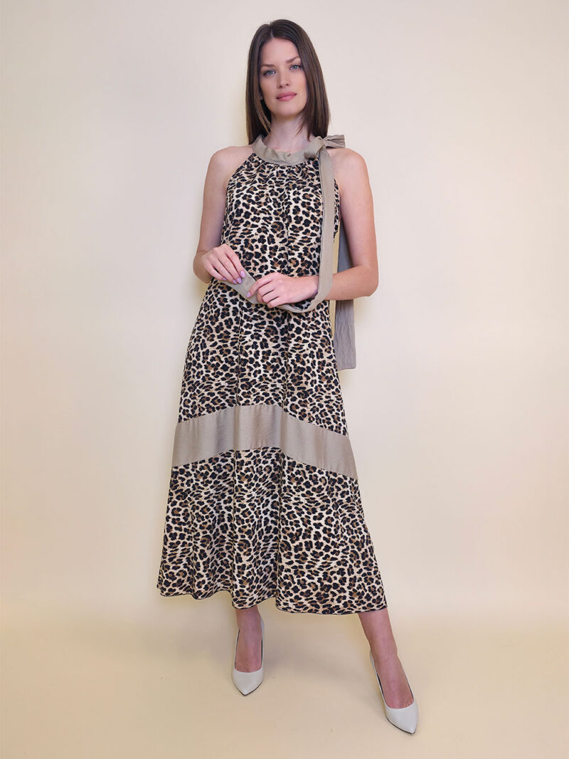 Haljina 40 Rochelle - saten animal mašna UN - beige