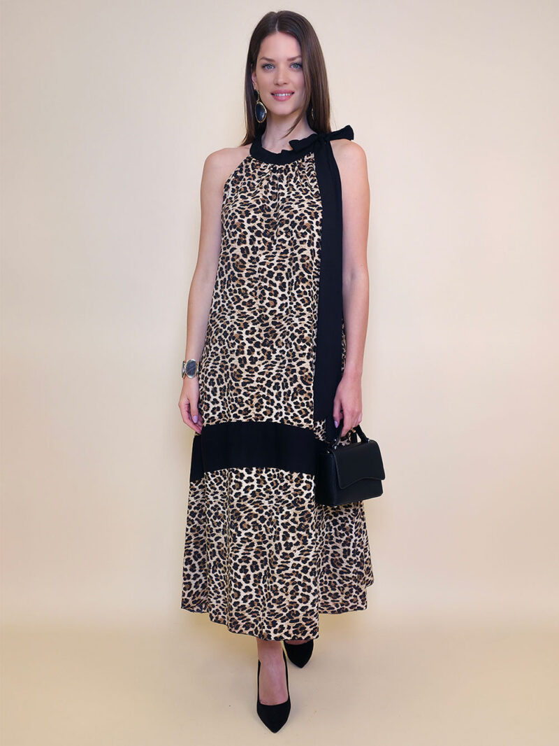 Haljina 40 Rochelle - saten animal mašna UN - black