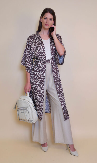 Kimono 47 Charleston - saten print - Leopard