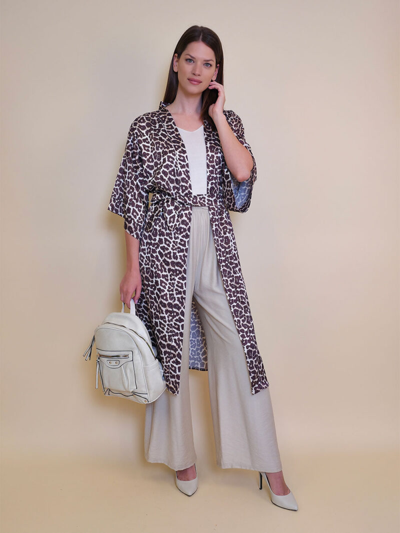 Kimono 47 Charleston - saten print - Leopard