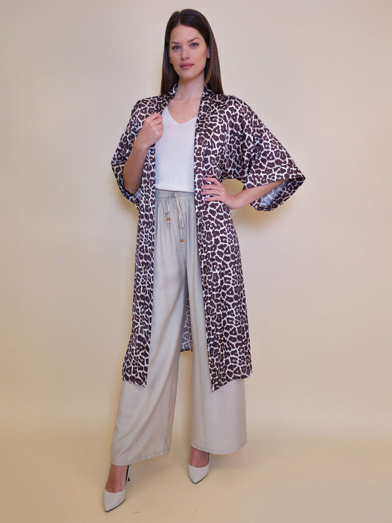 Kimono 47 Charleston - saten print - Leopard