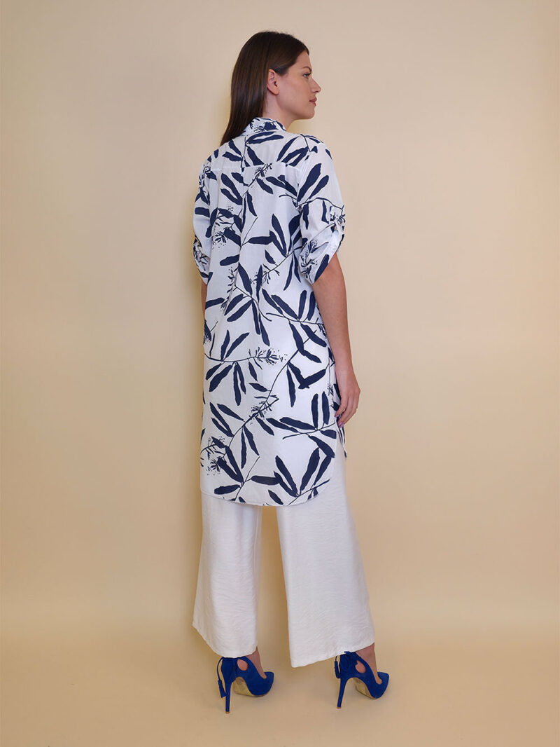 Košulja 37 Ballard - cotton print oleander - white/navy