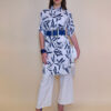 Košulja 37 Ballard - cotton print oleander - white/navy