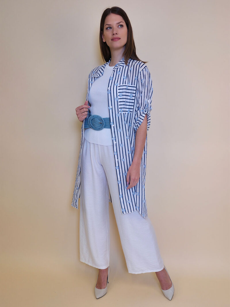 Košulja 37 Ballard - cotton print stripes/daisies - navy