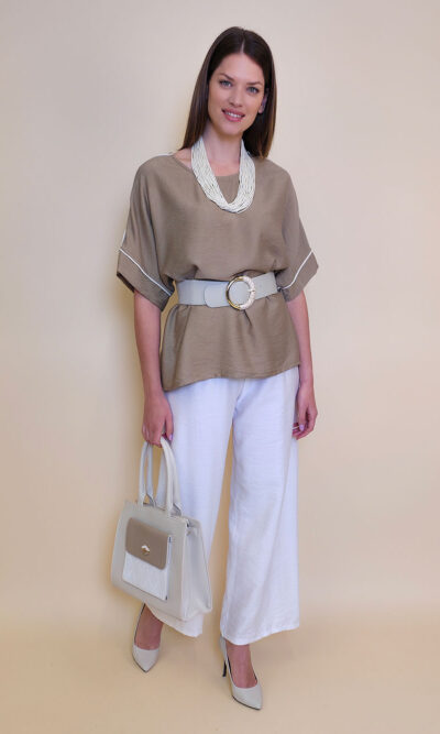 Tunika 28 Elmo - viscose UN paspul - camel