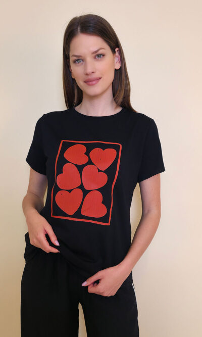 T-shirt 24 Bumble Bee - cotton UN black - 6 Hearts