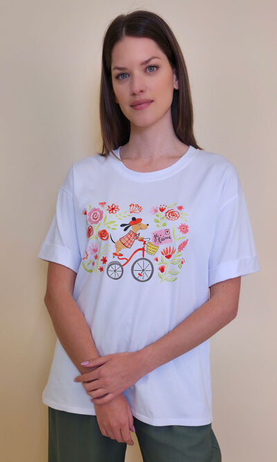 T-shirt 24 Bumble Bee - cotton UN -  Snoopy on Bike