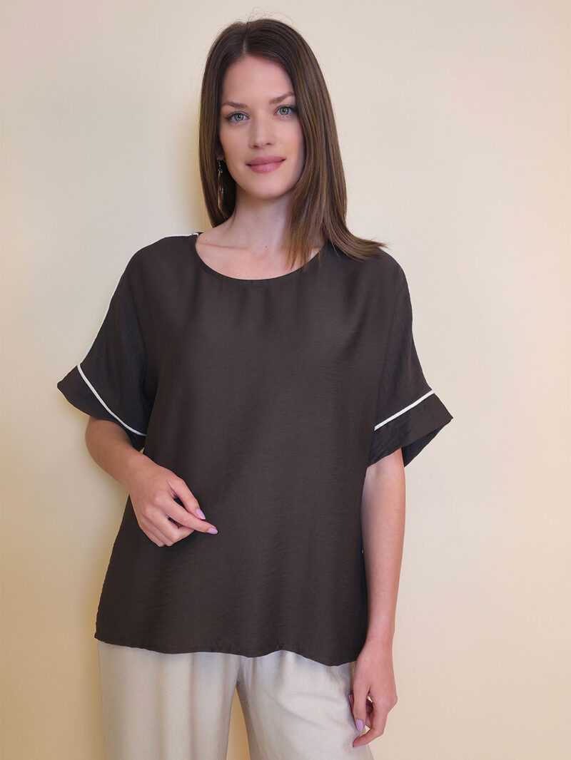 Tunika 28 Elmo - viscose UN paspul - d.brown
