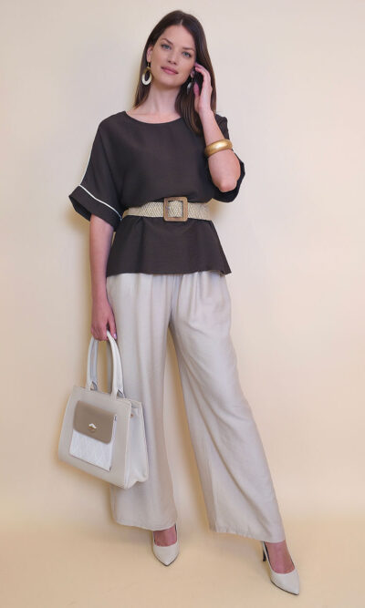 Tunika 28 Elmo - viscose UN paspul - d.brown