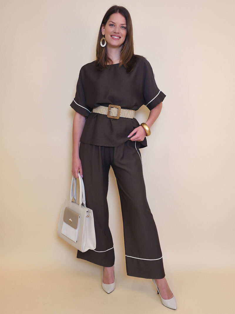Hlače 31 Emery - viscose UN paspul - d.brown