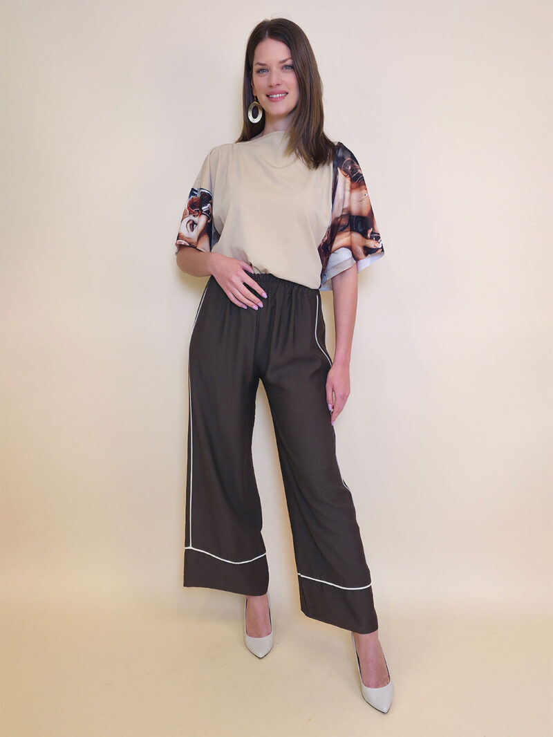 Hlače 31 Emery - viscose UN paspul - d.brown