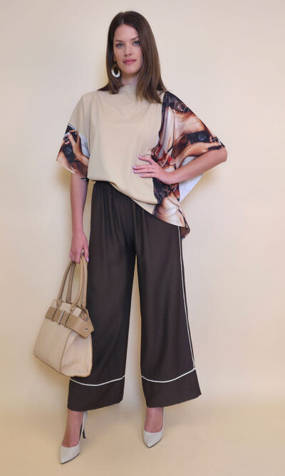 Hlače 31 Emery - viscose UN paspul - d.brown