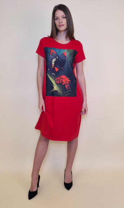 Haljina 26 MoMa k.r. - red - Black Red Butterfly