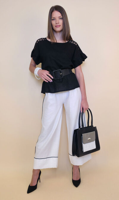 Hlače 31 Emery - viscose UN paspul - white