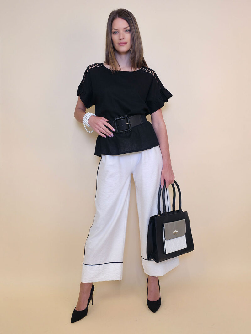 Hlače 31 Emery - viscose UN paspul - white