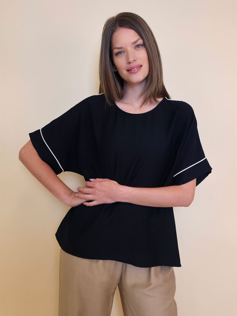 Tunika 28 Elmo - viscose UN paspul - black
