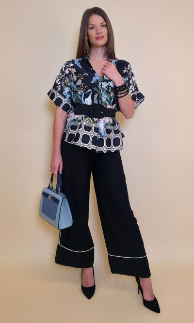 Hlače 31 Emery - viscose UN paspul - black